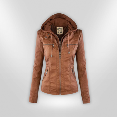 Alessa® | Lederjacke mit Kapuze