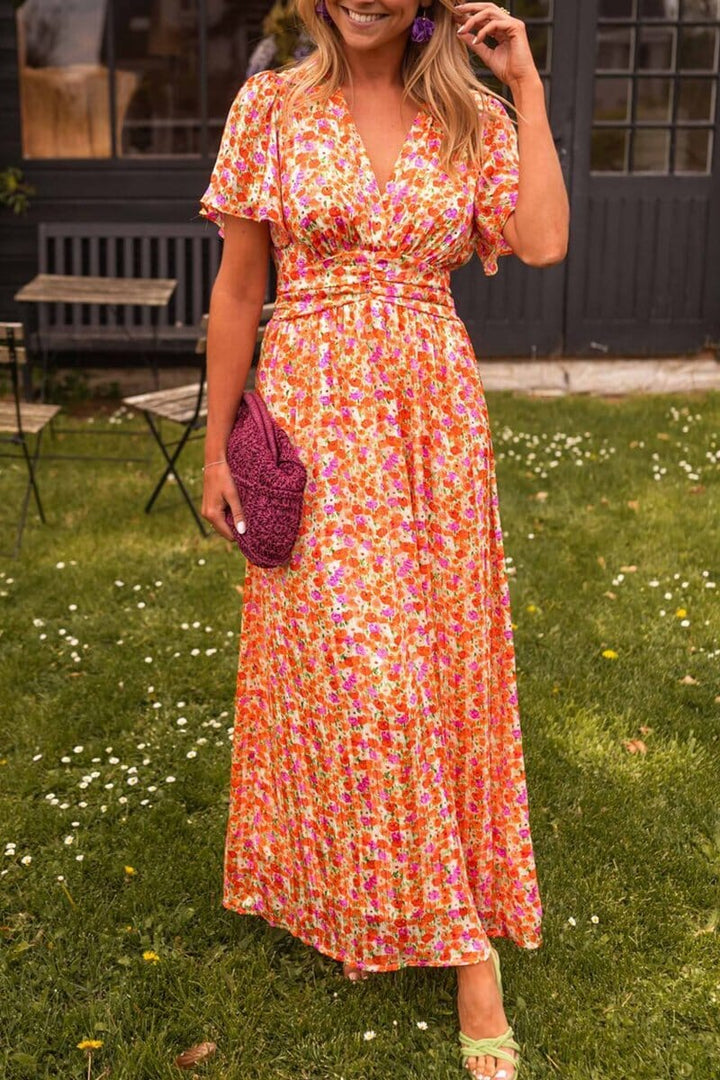 Zenzi® | Elegantes V-Ausschnitt Maxikleid
