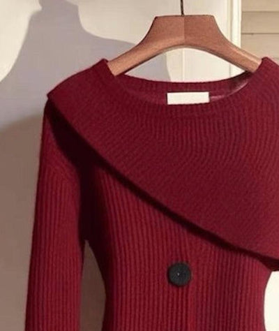 Angelica® | Roter Pullover mit langen Ärmeln und Rundhalsausschnitt