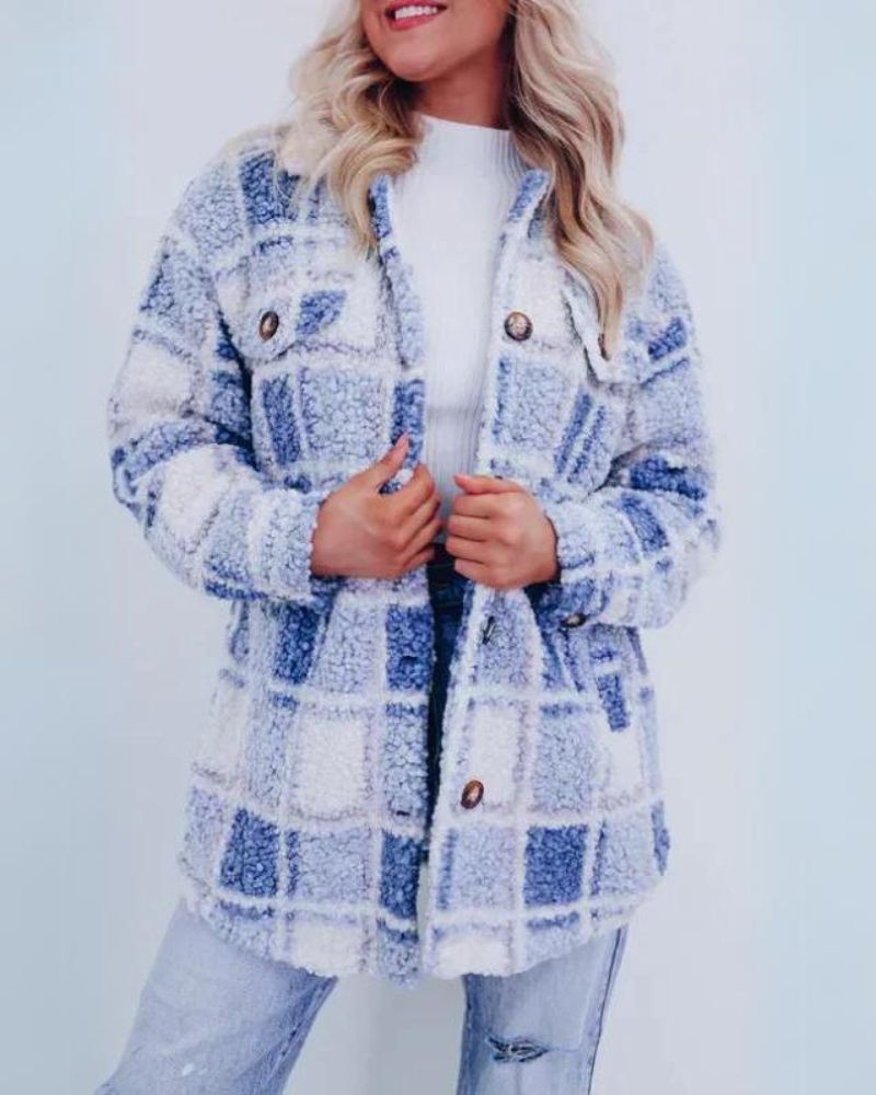 Cornelia® | Karierte Fleecejacke