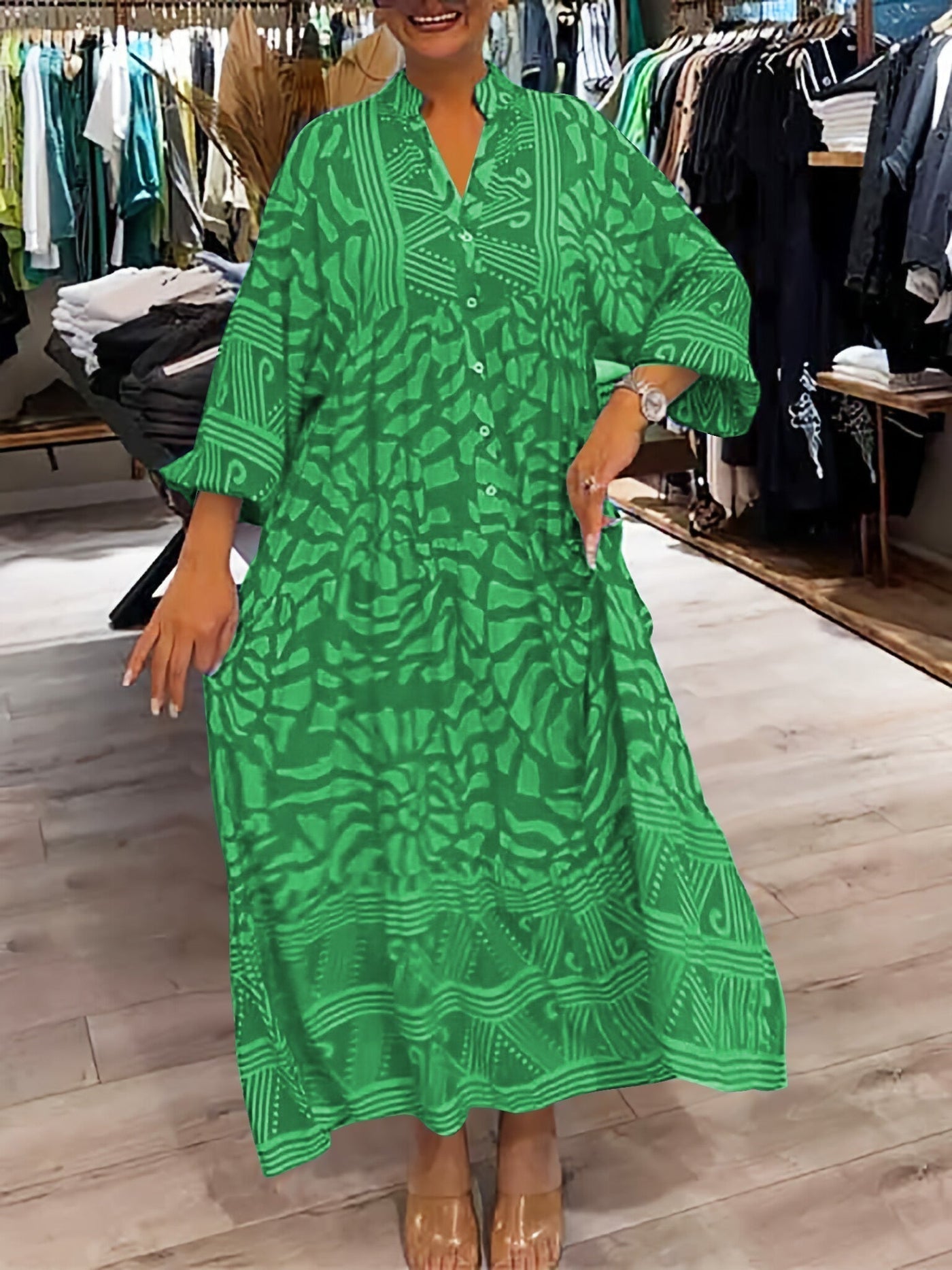 Florence - Kleid mit V-Ausschnitt und Druck