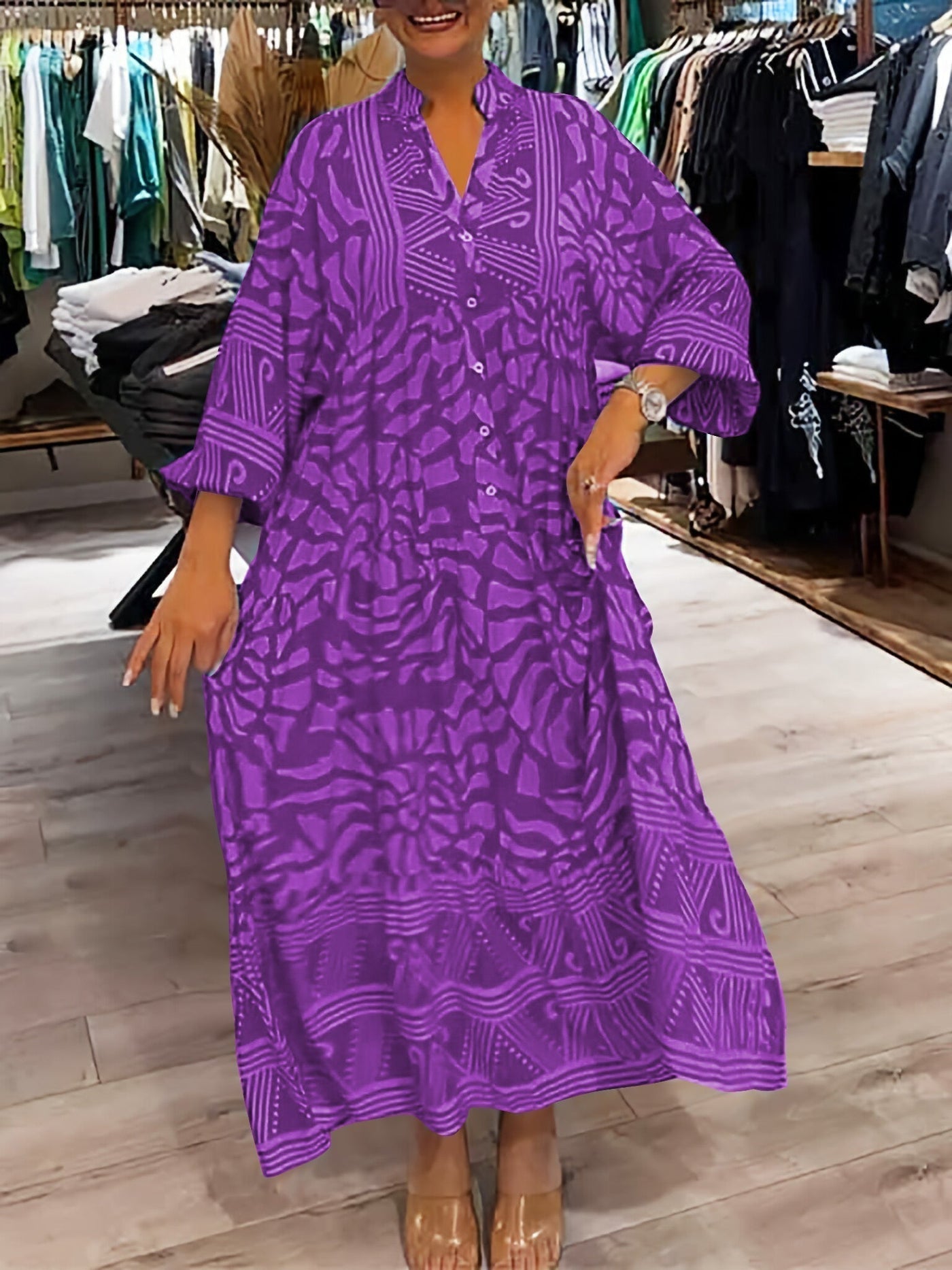 Florence - Kleid mit V-Ausschnitt und Druck