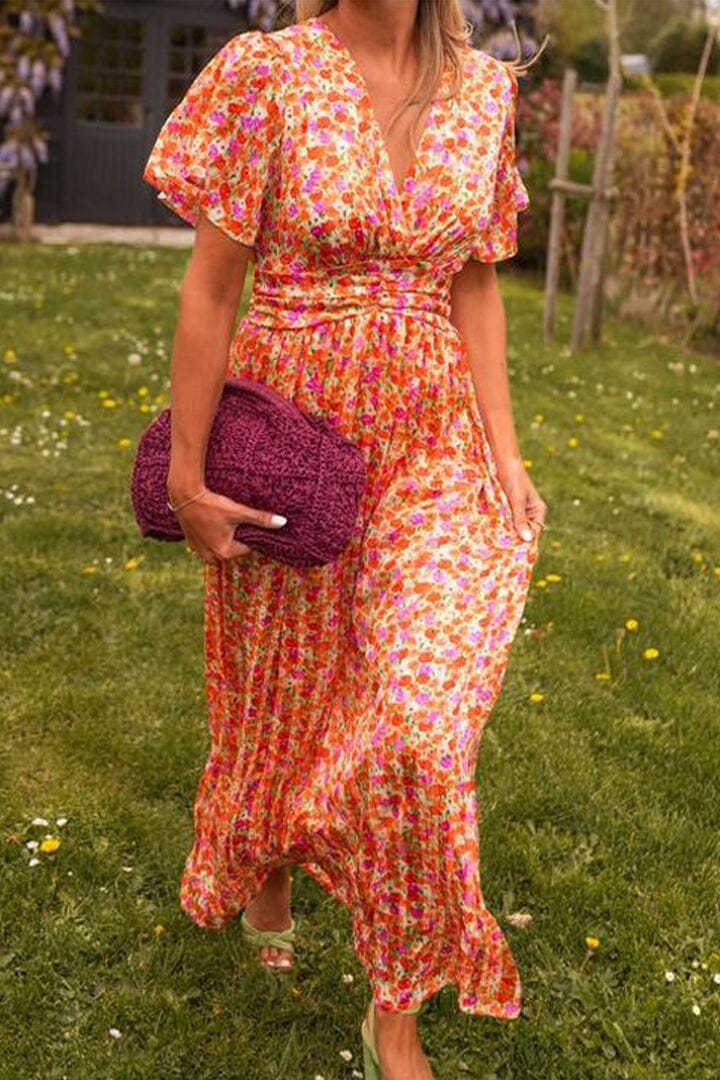Zenzi® | Elegantes V-Ausschnitt Maxikleid