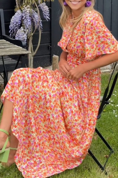 Zenzi® | Elegantes V-Ausschnitt Maxikleid