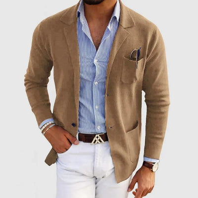 Lukas® | Elegante Strickjacke für Herren mit Taschen und Reverskragen, einfarbig, lange Ärmel