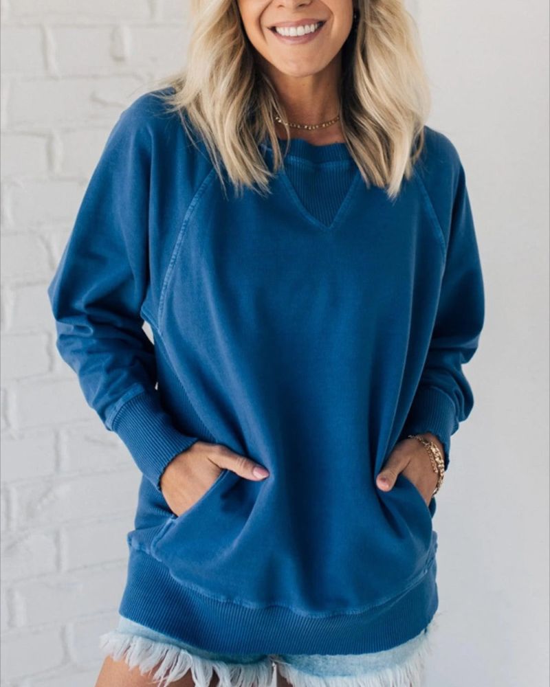 VIOLA® | Gerippter Pullover mit Taschen
