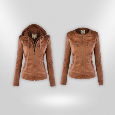Alessa® | Lederjacke mit Kapuze