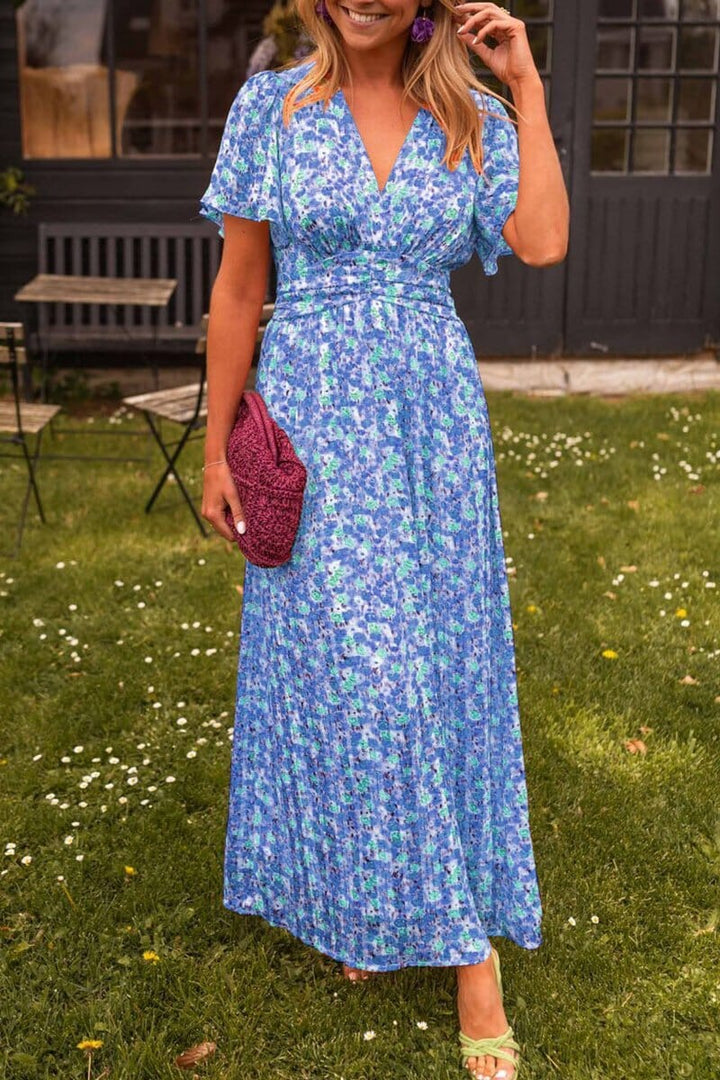 Zenzi® | Elegantes V-Ausschnitt Maxikleid