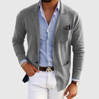 Lukas® | Elegante Strickjacke für Herren mit Taschen und Reverskragen, einfarbig, lange Ärmel