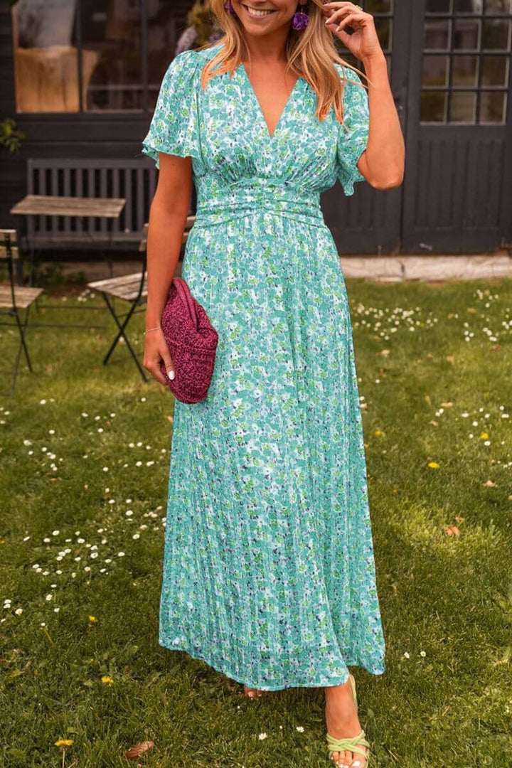 Zenzi® | Elegantes V-Ausschnitt Maxikleid