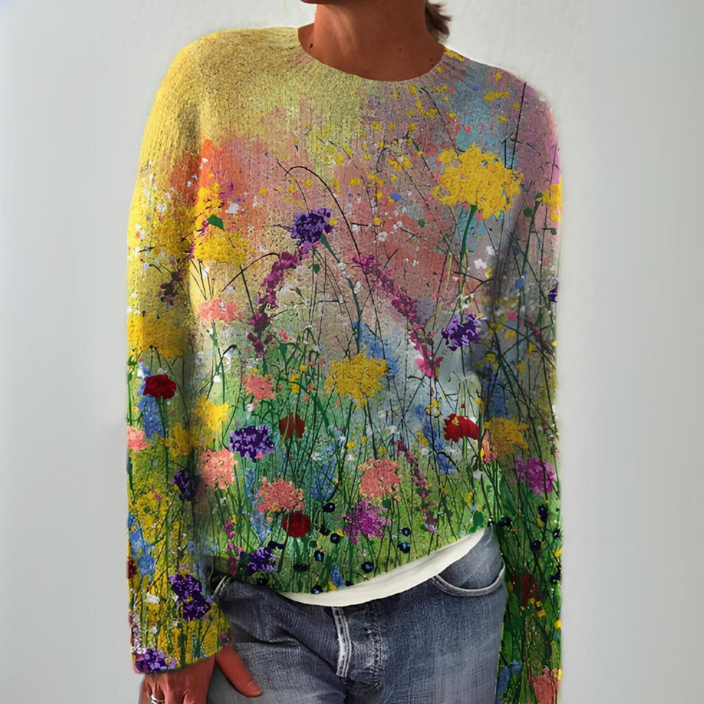 ANNA® | WEICHER PULLOVER MIT BLUMENMUSTER