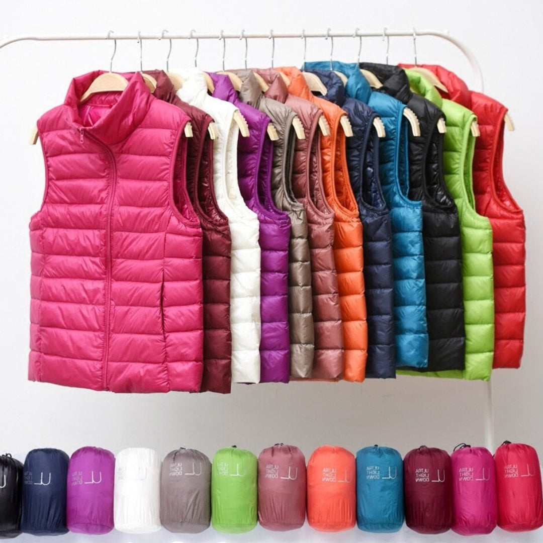 Sibylle® | Neue Winterweste mit weißen Entenfedern