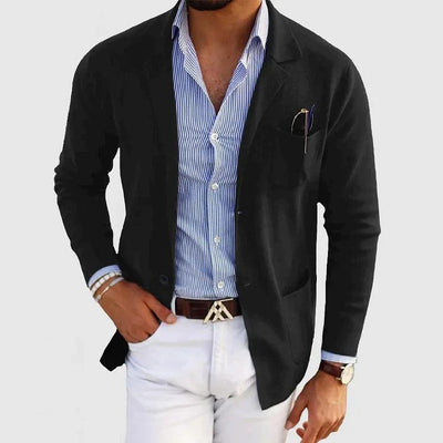 Lukas® | Elegante Strickjacke für Herren mit Taschen und Reverskragen, einfarbig, lange Ärmel
