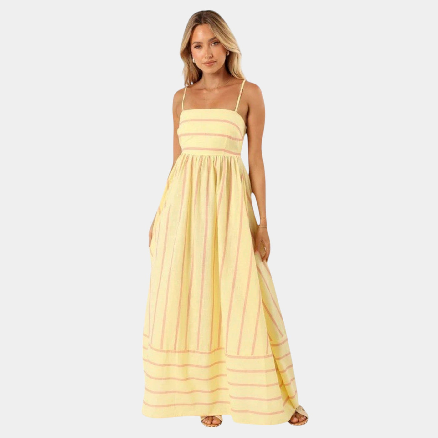 Rosa - Lässiges Gestreiftes Kleid