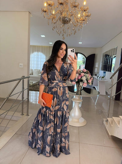 Sabine - Elegantes Maxikleid mit Blumendruck