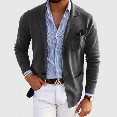 Lukas® | Elegante Strickjacke für Herren mit Taschen und Reverskragen, einfarbig, lange Ärmel