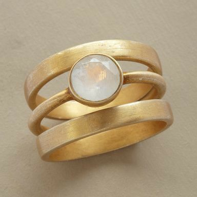 Hannelore® | Vintage Gold & Intarsien Mondstein Ring
