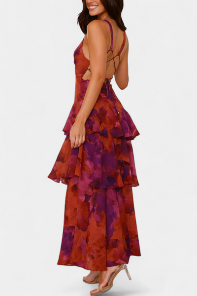 Charlotte - Geschichtetes Chiffonkleid mit V-Ausschnitt