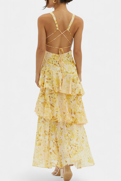 Charlotte - Geschichtetes Chiffonkleid mit V-Ausschnitt