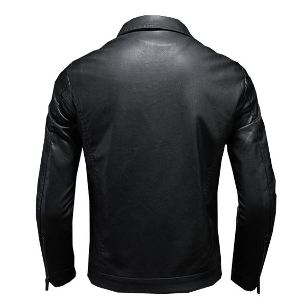 Matthias® | Herren Motorradjacke aus Leder mit Kragen