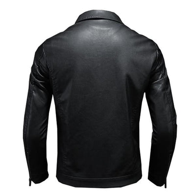 Matthias® | Herren Motorradjacke aus Leder mit Kragen