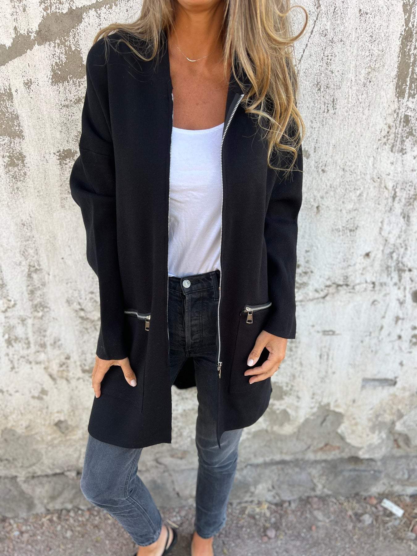 Andrea® | Langärmliger Cardigan mit Reißverschluss