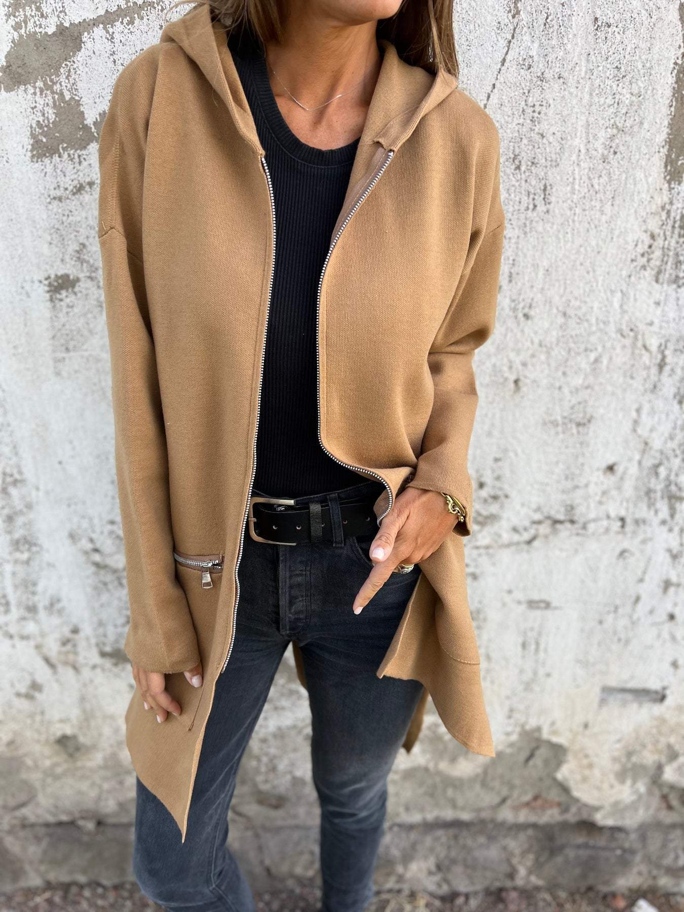 Andrea® | Langärmliger Cardigan mit Reißverschluss