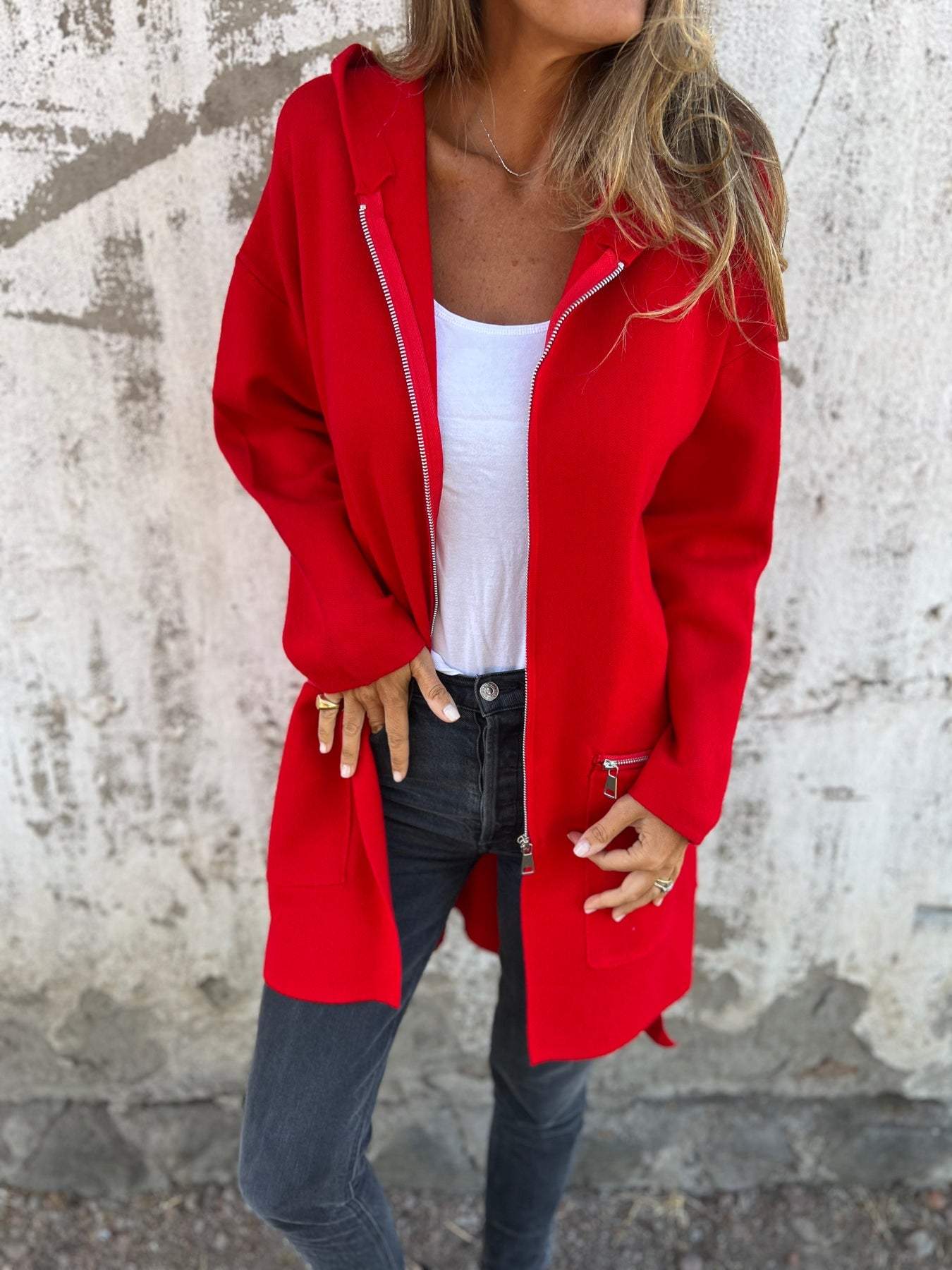 Andrea® | Langärmliger Cardigan mit Reißverschluss