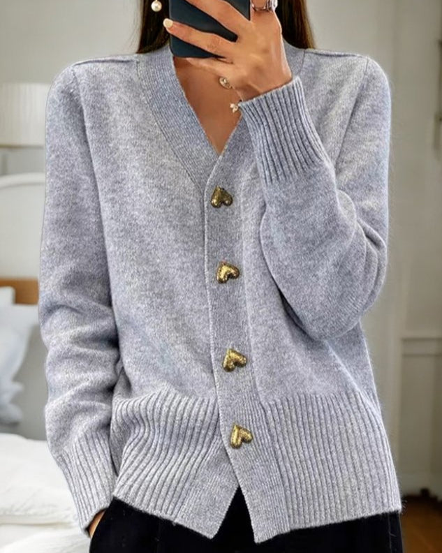 Katherine® | Eleganter Cardigan mit herzförmigen Knöpfen